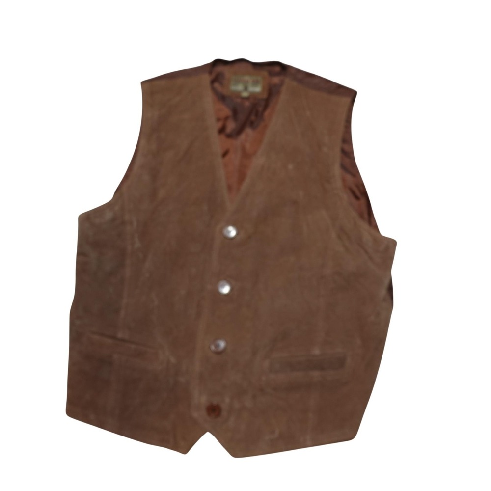 Leatherman Vest Mens 3XL Brown Suede Lined Button Buckle Western Workwear